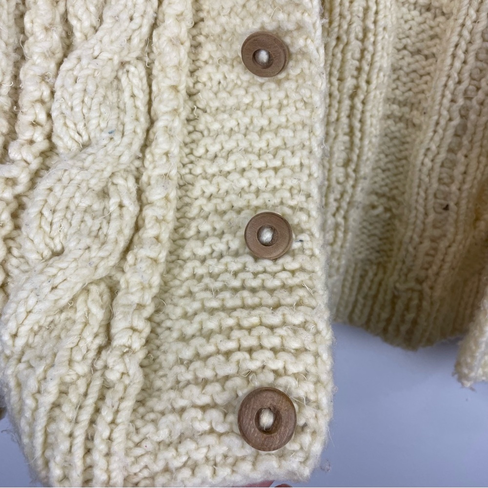 Vintage Hand Knit Womens Fisherman Style Cardigan Sweater Jacket - Picture 2 of 4